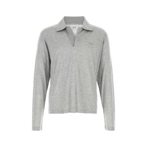 AMI Grey viscose blend polo shirt HPL401JE0124 055