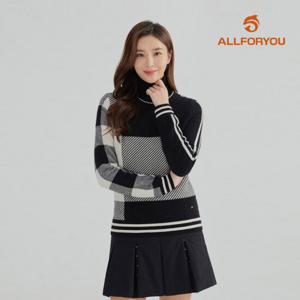 [올포유] [모델착장] 여성 체크 믹스 캐시미어 터틀넥 니트 AWSHLA197-199_G