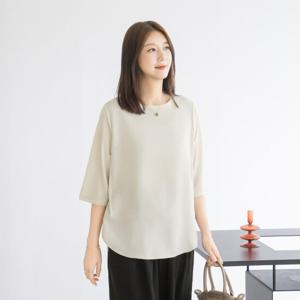 엄마옷 마담4060 루즈핏 배색7부블라우스티셔츠 체형커버 슬림핏-ZTE2507043-