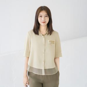 엄마옷 마담4060 클래씨마담 반팔 블라우스 인견 모임룩 오피스룩 에블린카라-ZBL2507073-