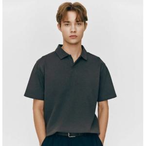 [지오다노]남성 슬릿넥 폰테 탄탄한 폴로 반팔 면 티셔츠 015504