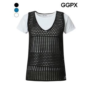 [GGPX]펀칭 니트 베스트 레이어드 티셔츠 (GP7TS035F)