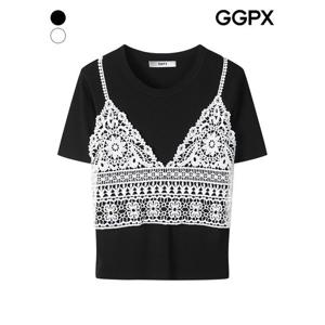 [GGPX]레이스 뷔스티에 레이어드형 니트 (GP7KP013F)