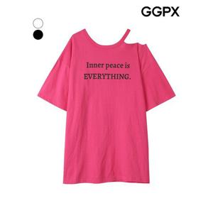 [GGPX]숄더 컷아웃 레터링 티셔츠 (GP7TS034F)