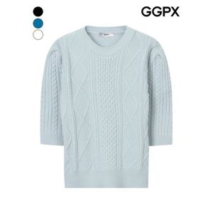 [GGPX]퍼프 소매 피셔맨 꽈배기 니트 (GP7KP017F)