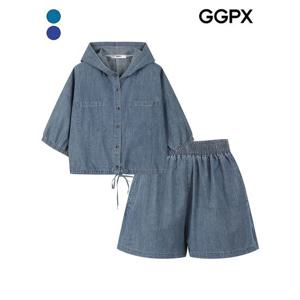 [GGPX]후드 데님 셔츠 앤 팬츠 셋업 (GP7ST010F)