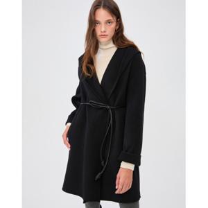 질스튜어트 뉴욕 여성 24FW 블랙 단색 울캐시미어혼방 하프코트 WJCO4D230BK