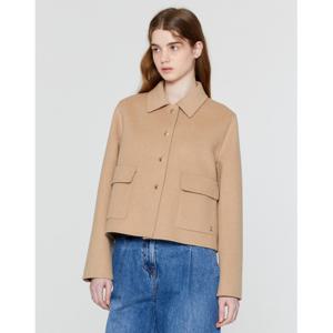 질스튜어트 뉴욕 여성 24FW 베이지 로고자수 울캐시미어혼방 하프코트 WJCO4D700I2