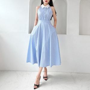 [금찌] 마린 카라 스트라이프 원피스 ST7642D