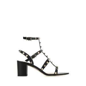 VALENTINO GARAVANI Black leather Rockstud sandals 7W2S0491VBP 0NO