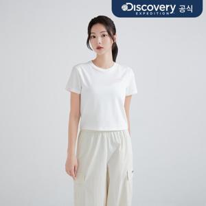 [디스커버리] 우먼스 슬림핏 크롭 반팔티셔츠 (O/WHITE) DWRS96043-WHS