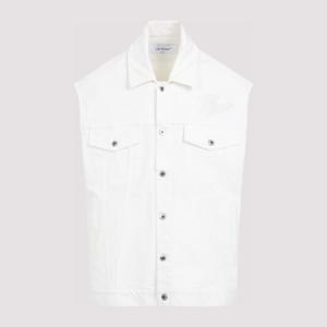 오프화이트 로고 오버 데님 조끼 OMYR002S24DEN001 0202 WHITE