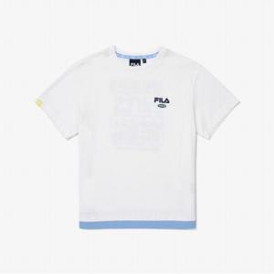 [35%OFF][휠라키즈] 프라모델 그래픽 티셔츠 (FK2RSG2S04X_OWH)
