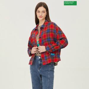 베네통 베니 체크 블라우스 BABL10341_RD