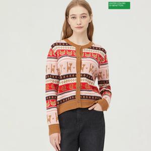 베네통 자카드 니트 가디건 BAKC50361_RD
