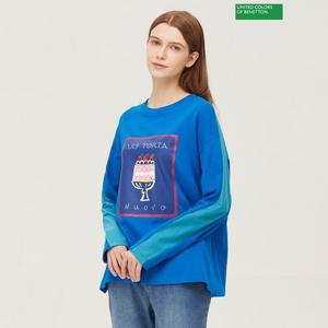 [베네통] 배색 쮸리 티셔츠 BATS55361_BL