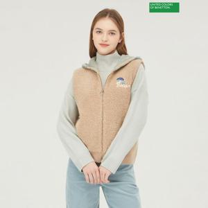 [베네통] 체크 후드 집업 니트 베스트 BAKV58361_BG