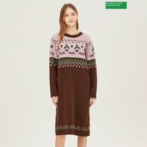 [베네통] 펭귄 니트 롱 원피스 BAOP55361_BR