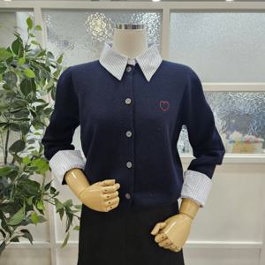 [부루앤쥬디]하트줄셔츠배색가디건 네이비 BBRCCD001C