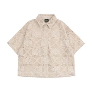 [블루테일울산]AYB4BL02IV 아이보리 레이스 크롭 블라우스