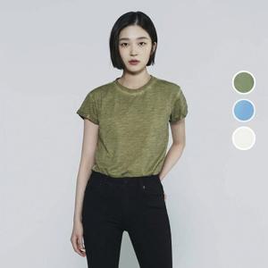 [버커루]여성 가먼트다잉 슬림핏 반팔 티셔츠 B232TS640P