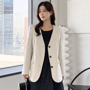 [모리스커밍홈] 오버핏 노카라 린넨자켓_M2504JK604B