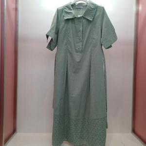Latium HC06 H라인 구김 없는 앞반오픈 5부 주머니 카라 반팔 펀칭 원피스 T2523op11M