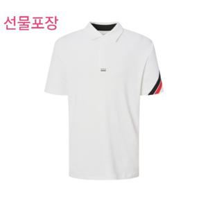 [헤지스골프] 화이트 남성 소매 포인트 반팔 카라 티셔츠HUTS5B412OW