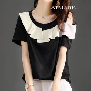ATMARK 러플포인트오프숄더티셔츠_AA53TS025G