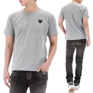 25SS 꼼데가르송 블랙 하트 와펜 반팔 티셔츠 AXT076 GREY