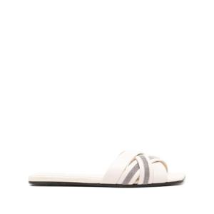 25 SS Brunello Cucinelli 모닐리 체인 디테일 가죽 샌들 MZSKC2636CQF25 TP432404302
