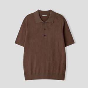 [리빌모아]남자 데일리 골지 버튼 카라 반팔 니트 AS5-KNH-Q005-