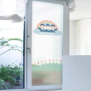 아트박스/꾸밈 pr364-무지개와아이들_유리문시트지