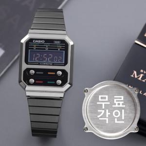 무료각인 카시오 A100WEGG-1A 레트로 빈티지 스퀘어 프리버클 남