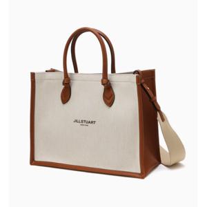 [JILLSTUART ACC][뉴페이퍼] 아이보리 가죽배색 캔버스 토트백 M (14인치노트북수납) JABA5E330I2