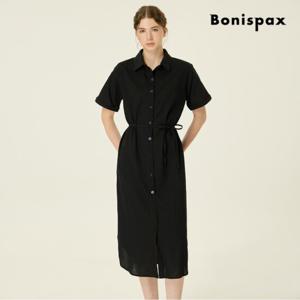 [보니스팍스] 아사면 셔츠 카라 반팔 미디 원피스 (XP7OP010M0)