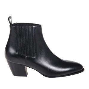 세르지오 레반테시 블랙 레더 앵클 부츠 PERLA56 LEATHER