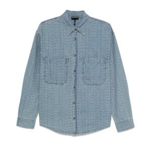 엠포리오아르마니 블루 데님 로고 프린트 셔츠 EM003694 AF1975