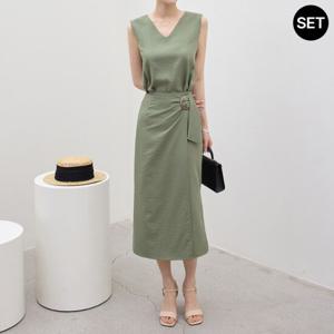 [모리스커밍홈]네이쳐 린넨 블라우스 스커트 투피스_M2507SE044B