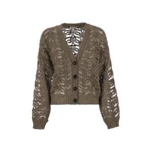 BRUNELLO CUCINELLI 크로셰 브이넥 실크 린넨 가디건 1916083