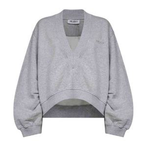 아티코 라이트 그레이 브이넥 크롭 스웨트셔츠 251WCF00010 JJF