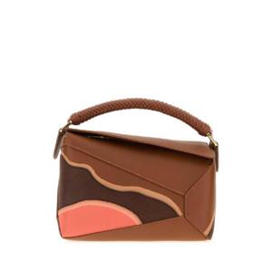 LOEWE Printed leather small Puzzle handbag A510P60XB0 PECANPARROTPINK