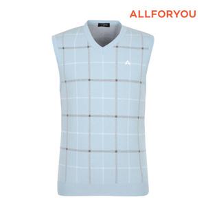 [올포유] 23FW 남성 체크 자가드 V넥 니트 베스트 AMSVM8277-906