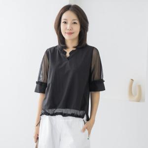 엄마옷 마담4060 소매망사셔링티셔츠여성상의 여름 반팔 -ZTE2507045-