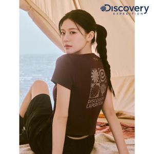 디스커버리 (DWRS9P053_WID) 프레시벤트 여성 워싱 크롭 아웃도어 프레임 그래픽 반팔티셔츠 DXNW