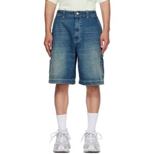 베트멍 반바지 블루 힙합 데님 카고 쇼츠 252669M193004