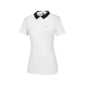 와이드앵글골프반팔티 KQJ WWM24231W2 여성 TO PRO 펀칭 믹스 집업 폴로 티셔츠 L (White)