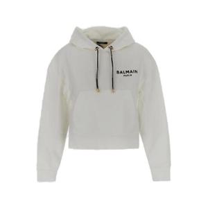 Balmain 로고 프린트 드로스트링 후드티 AF1JP000BB01 GAB TP946435143