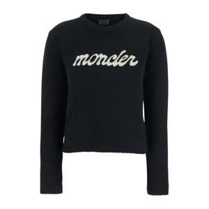 몽클레어 블랙 크루넥 로고 프린트 니트 스웨터 9C00004M4281 9