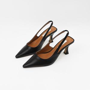[신난다슈] 여성 슬링백 힐 7cm 여자 스틸레토 펌프스 슬링백 구두 미들힐 CA252308 블랙